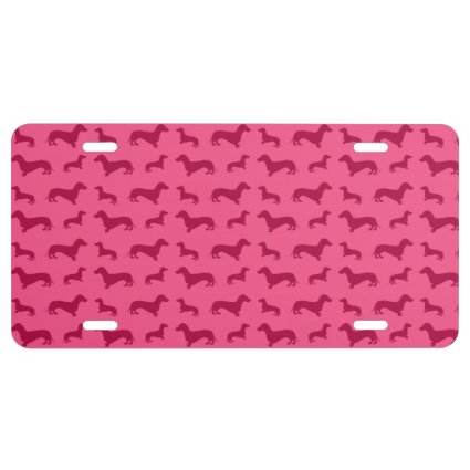 Cute pink dachshund pattern license plate