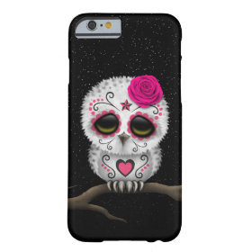 Cute Pink Day of the Dead Sugar Skull Owl Stars Barely There iPhone 6 Case