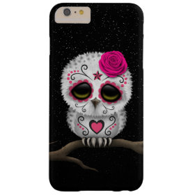 Cute Pink Day of the Dead Sugar Skull Owl Stars Barely There iPhone 6 Plus Case