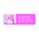 Cute Pink Dolphin in Pink Water Return Address Labels
