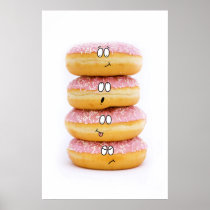 cute pink doughnut characters poster