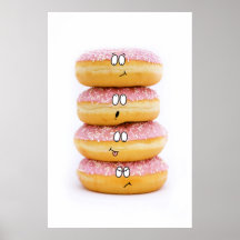 cute pink doughnut characters poster