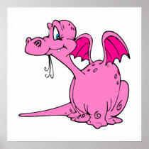 Cute Pink Dragon Baby Print