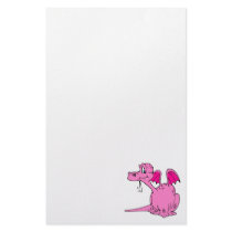 Cute Pink Dragon Baby Stationery Paper