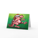 cute, pink, dragon, christmas, card
