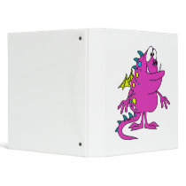 cute pink dragon monster creature 3 ring binders