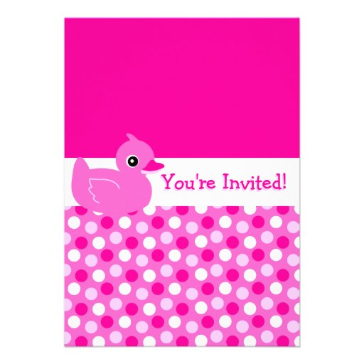 Cute Pink Ducky with Polka Dots Birthday Invite