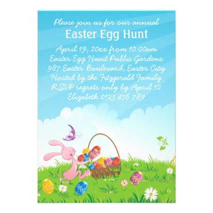 Cute Pink Easter Bunny Easter Egg Hunt Cards