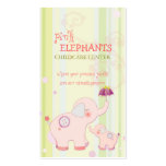 Cute Pink Elephant Childcare Daycare Baby Business Business Card Template