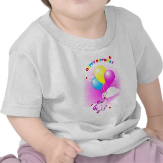 Cute Pink Elephant Happy Birthday Infant T-Shirt