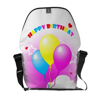 Cute Pink Elephant Happy Birthday Messenger Bag