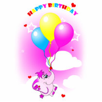 Cute Pink Elephant Happy Birthday Photo Magnet Cut Out