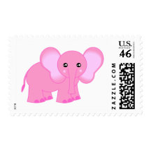 Cute Pink Elephant Postage Stamp