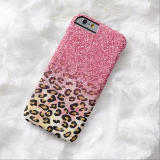 Cute pink faux glitter leopard animal print