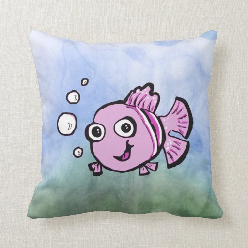 Cute Pink Fish Pillow Zazzle