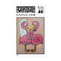 Cute Pink Flamingo Pair Couple Stamp Just Married stamp