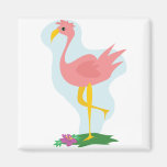 cute pink flamingo standing in the yard fridge magnet