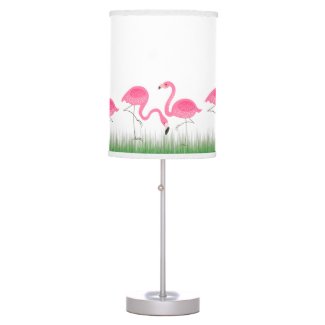 Cute Pink Flamingos Illustration Desk Lamps