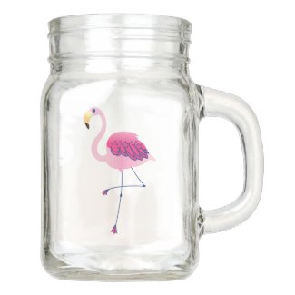 Cute Pink Flamingos Illustration Mason Jar