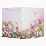Cute Pink Flowers, Dragonflies 3 Ring Binder