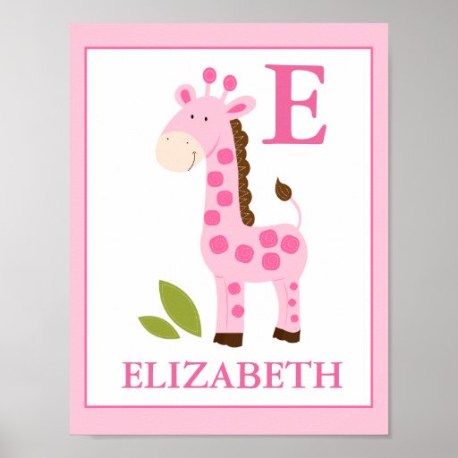 CUTE PINK GIRAFFE GIRL CUSTOM NAME PRINT Zazzle