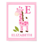 CUTE PINK GIRAFFE GIRL CUSTOM NAME PRINT