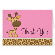 Cute Pink Giraffe Thank You Cards