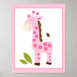 CUTE PINK GIRAFFE WALL ART PRINT posters