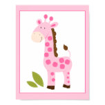 CUTE PINK GIRAFFE WALL ART PRINT