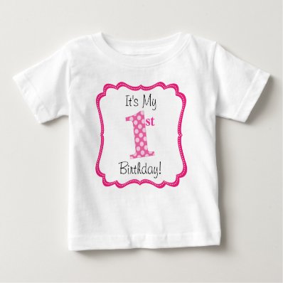 Cute Pink Girl&#39;s First Birthday Infant T-shirt