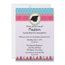 CUTE Pink Girls Kindergarten Graduation Invitation
