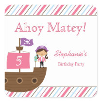 Cute pink girl's pirate birthday party stickers