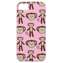 Cute Pink Girly Monkey Collage Pattern iPhone 5 Covers