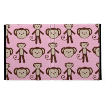 Cute Pink Girly Monkey Girl Collage Pattern iPad Cases