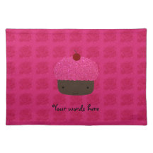 Cute pink glitter cupcake roses place mats