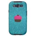 Cute pink glitter cupcake turquoise glitter galaxy s3 cover