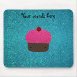 Cute pink glitter cupcake turquoise glitter mousepads