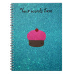 Cute pink glitter cupcake turquoise glitter note books
