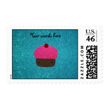 Cute pink glitter cupcake turquoise glitter stamps
