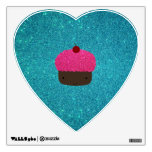 Cute pink glitter cupcake turquoise glitter wall decor