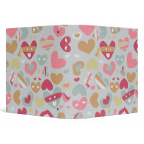 Cute Pink Gray Flesh White Hearts Pattern binders