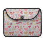 Cute Pink Gray Flesh White Hearts Pattern macbook sleeves