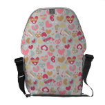 Cute Pink Gray Flesh White Hearts Pattern messenger bags