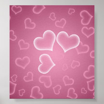 Cute Pink Hearts Background Posters