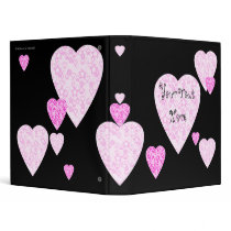 Cute Pink Hearts Binder Customizable Images & Text