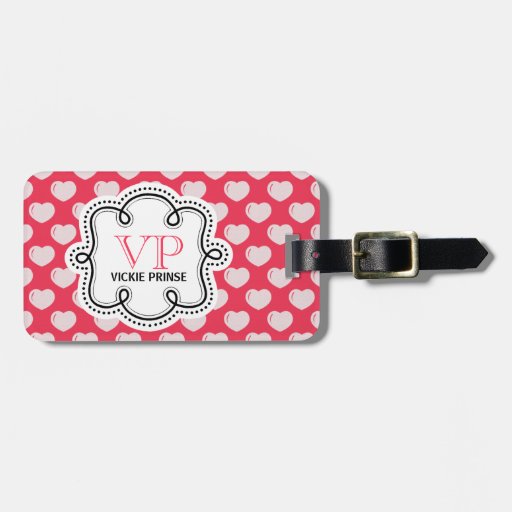 Cute Pink Hearts Personalized Girly Luggage Tags Zazzle