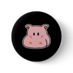 cute pink hippo face buttons