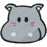 cute pink hippo face  HUNGRY HIPPO Embroidered Hooded Sweatshirt