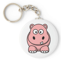 Cute Pink Hippo Key Chain