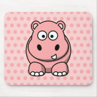 Cute Pink Hippo Mouse Pad